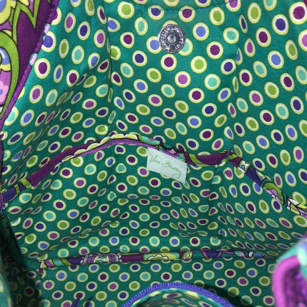 VERA BRADLEY Purple Turquoise Quilted Paisley Shoulder Bag Crossbody Adj. Strap - Picture 14 of 16